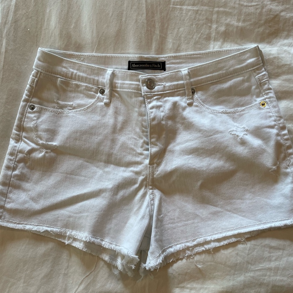 Abercrombie & Fitch white denim shorts